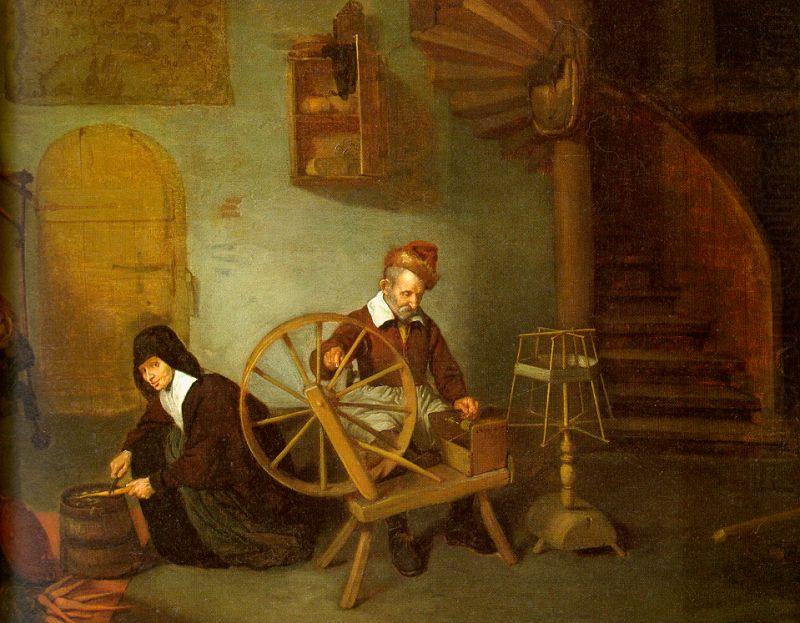 Quirijn van Brekelenkam Man Spinning and Woman Scraping Carrots china oil painting image